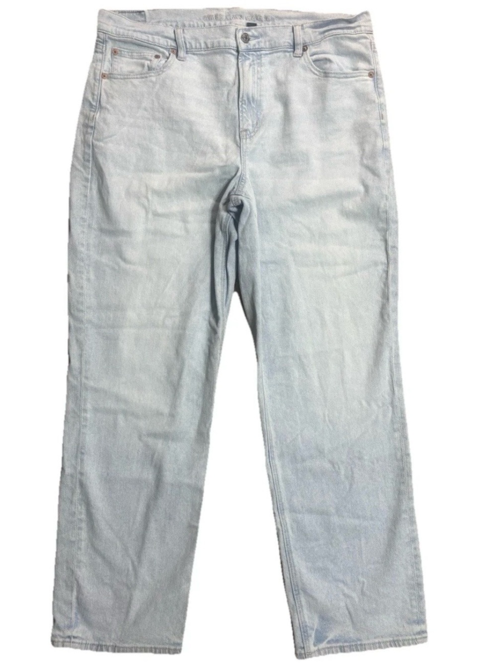 American Eagle Women’s High Rise Straight Jeans Size 16 Light Wash Stretch Denim
